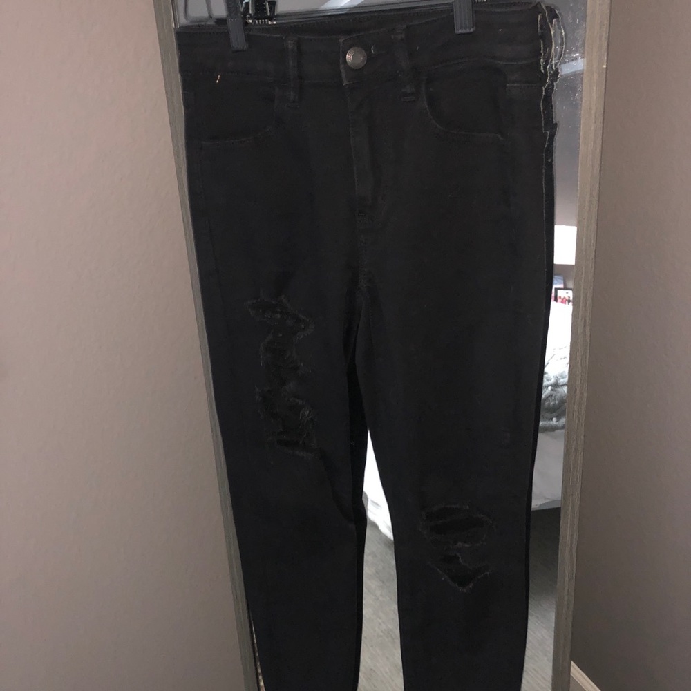 AE black destroyed jeans